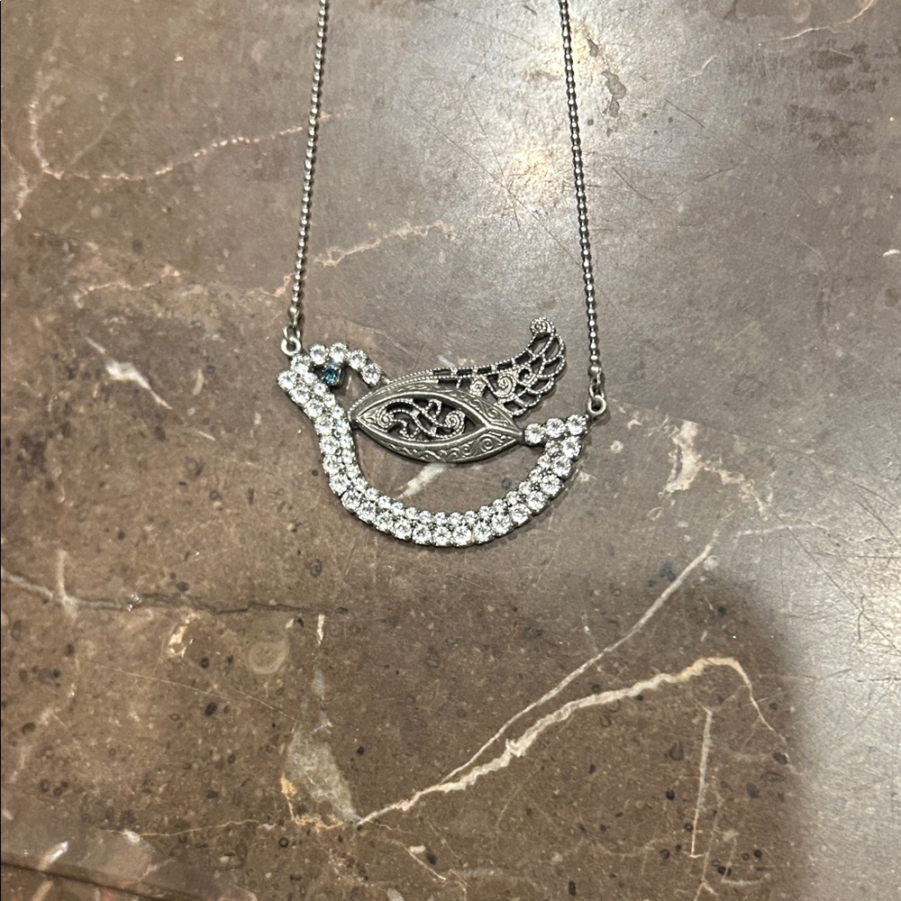 Elegant Sabika Silver Dove Pendant Necklace
